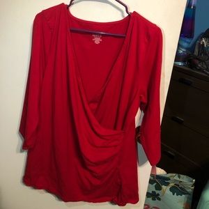 Red wrap blouse